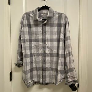 Men’s Express Black & White Plaid LS Button Down Shirt - Large